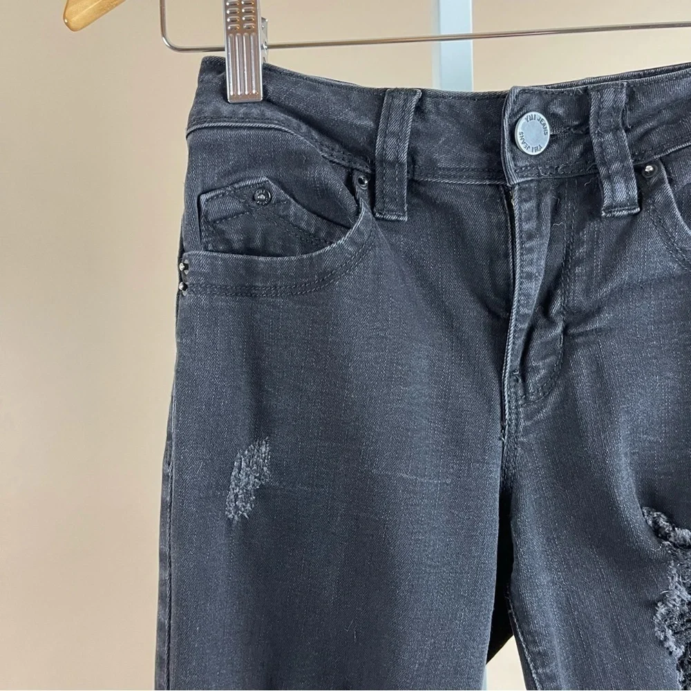 YMI Size 3 Distressed Raw Hem Dark Black Beachy Grunge Skater Streetwear Skinny